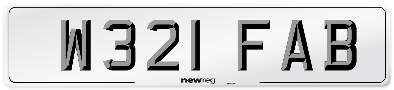 W321 FAB Number Plate from New Reg
